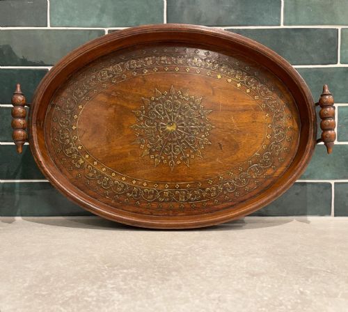 anglo indian brass inlaid tray - CATEGORY: ANTIQUE MISCELLANEOUS - DATED 1900