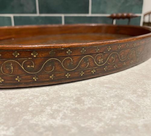 ANGLO INDIAN BRASS INLAID TRAY - ADDITIONAL PHOTO 1