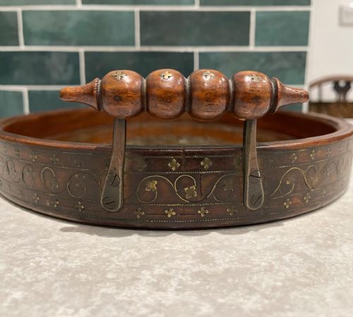 ANGLO INDIAN BRASS INLAID TRAY - ADDITIONAL PHOTO 4