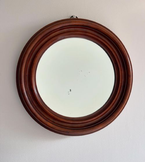 rare concave mirror - CATEGORY: ANTIQUE MIRRORS - DATED 1880