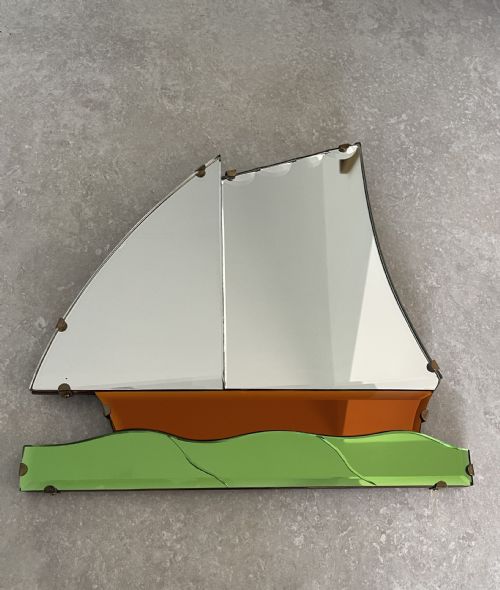 art deco boat mirror - CATEGORY: ANTIQUE MIRRORS - DATED 1930