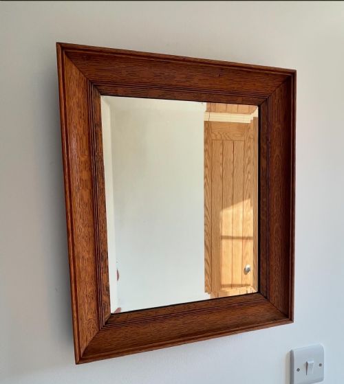 oak framed mirror - CATEGORY: ANTIQUE MIRRORS - DATED 1900