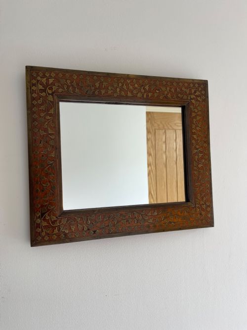 brass inlaid hoshiarpur mirror - CATEGORY: ANTIQUE MIRRORS - DATED 1920