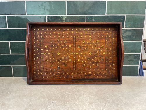 brass inlaid hoshiarpur tray - CATEGORY: ANTIQUE MISCELLANEOUS - DATED 1910