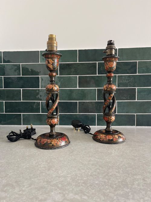 pair of kashmiri lamps - CATEGORY: ANTIQUE LIGHTING - DATED 1920