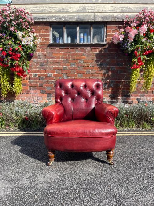 antique leather armchair - CATEGORY: ANTIQUE CHAIRS - DATED 1890