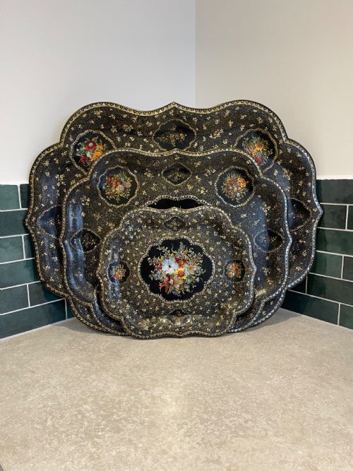 SET OF THREE PAPIER MACHE TRAYS - ADDITIONAL PHOTO 3