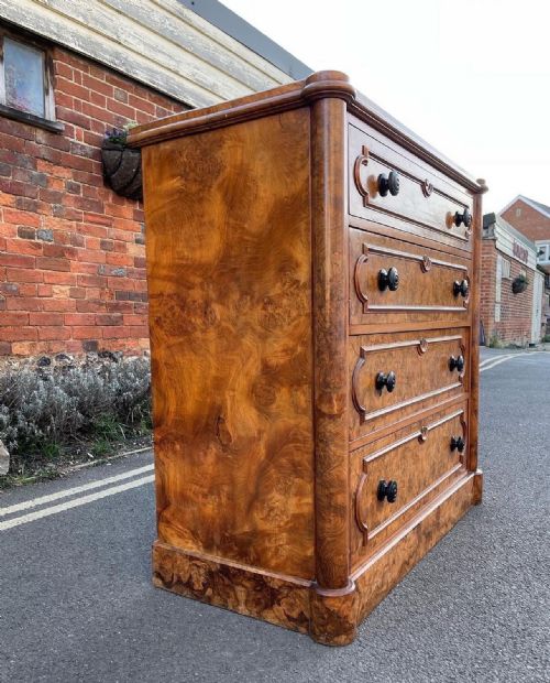 VICTORIAN BURR WALNUT CHEST - ADDITIONAL PHOTO 6