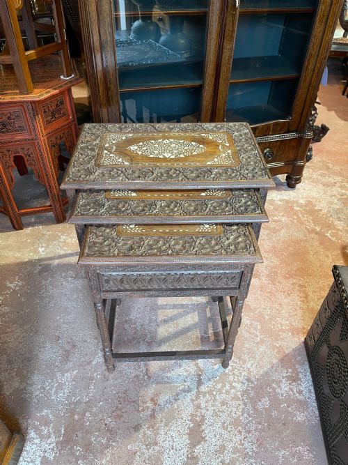nest of three kashmiri tables - CATEGORY: ANTIQUE TABLES - DATED 1900