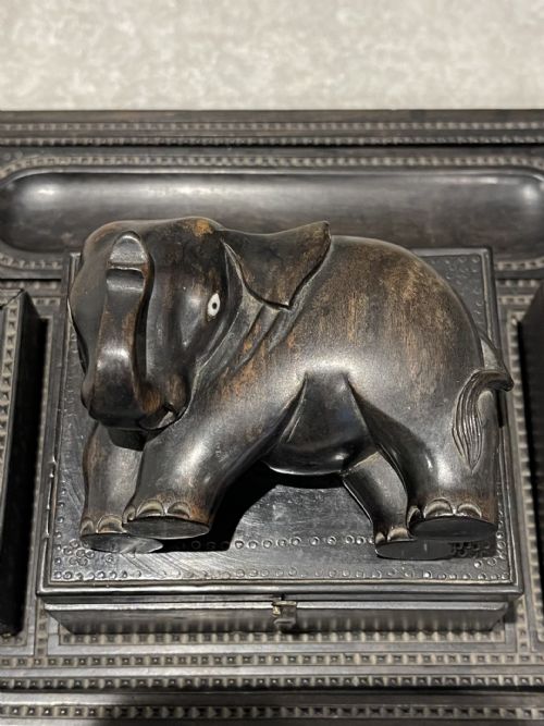 CEYLONESE EBONY ELEPHANT DESK TIDY - ADDITIONAL PHOTO 1