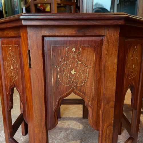 PAIR OF BRASS INLAID INDIAN TABLES - ADDITIONAL PHOTO 3