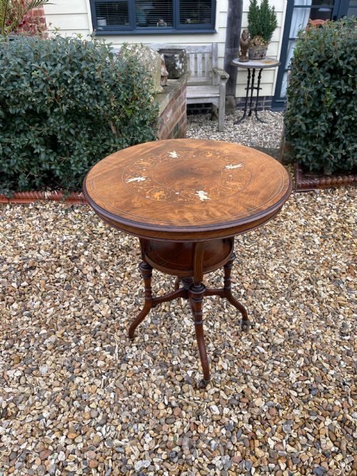 late victorian bone inlaid rosewood table - CATEGORY: ANTIQUE TABLES - DATED 1890