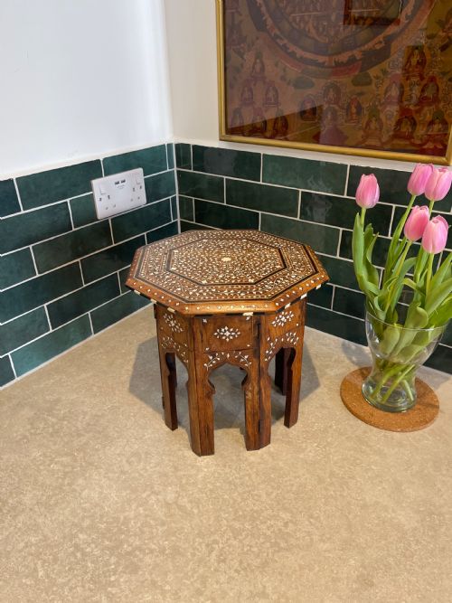 diminutive bone inlaid hoshiarpur table - CATEGORY: ANTIQUE TABLES - DATED 1900