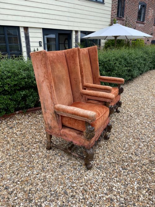 PAIR OF LARGE WALNUT ARMCHAIRS - ADDITIONAL PHOTO 2