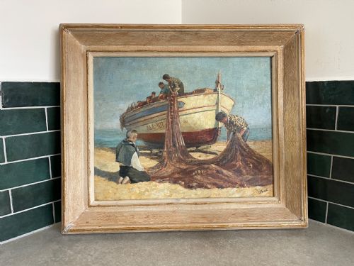 the sardine boat by cyril bruce - CATEGORY: ANTIQUE ART - DATED 1960