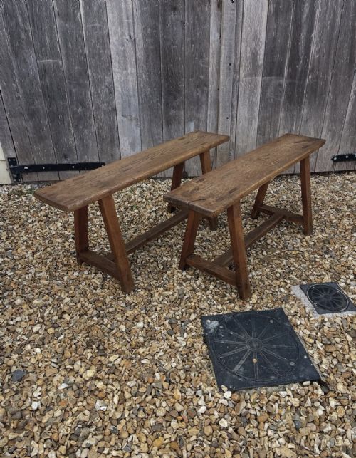 pair of nineteenth century oak benches - CATEGORY: ANTIQUE FURNITURE - DATED 19TH CENTURY