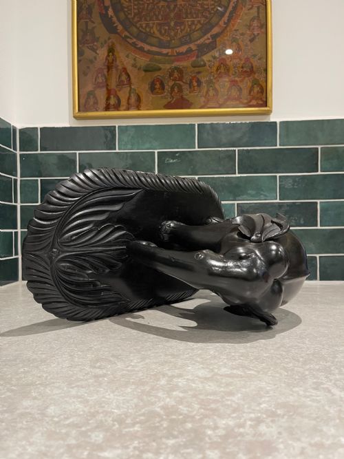 NINETEENTH CENTURY EBONY ELEPHANT SCULPTURE ON BASE - ADDITIONAL PHOTO 1