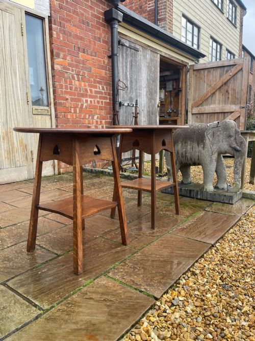 MATCHED PAIR OF LIBERTY TYPE OAK TABLES - ADDITIONAL PHOTO 2
