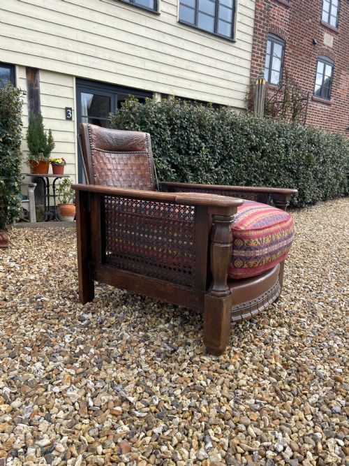 HEALS OF LONDON TYPE OAK RECLINING ARMCHAIR - ADDITIONAL PHOTO 5