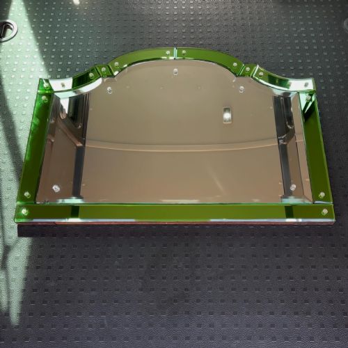 art deco green bordered mirror - CATEGORY: ANTIQUE MIRRORS - DATED 1930