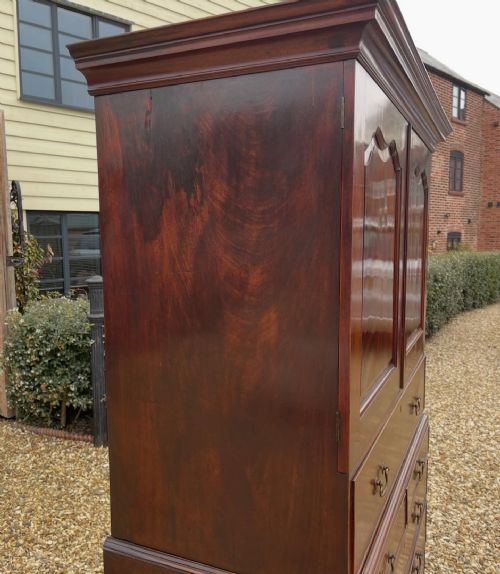 GEORGIAN MAHOGANY SECRETAIRE PRESS CUPBOARD - ADDITIONAL PHOTO 1
