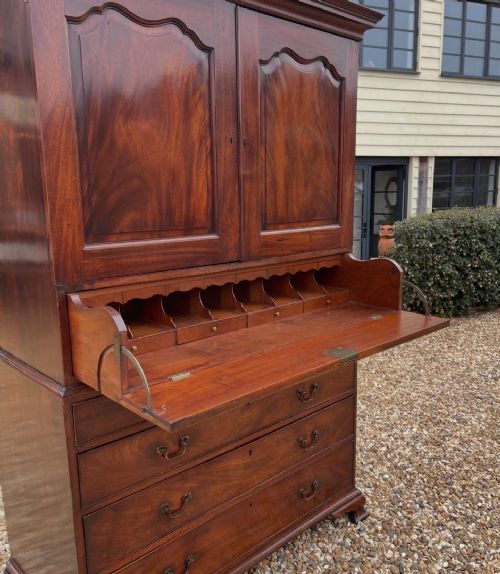 GEORGIAN MAHOGANY SECRETAIRE PRESS CUPBOARD - ADDITIONAL PHOTO 4