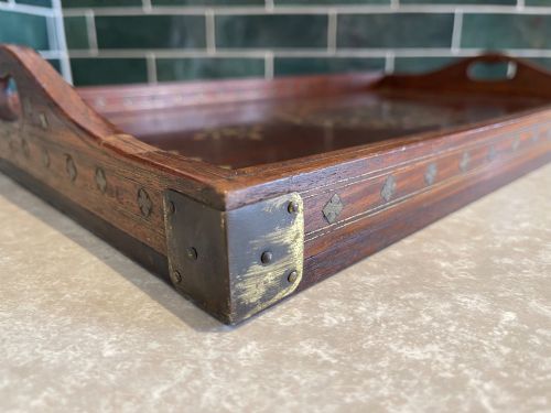 BRASS INLAID HOSHIARPUR TRAY - ADDITIONAL PHOTO 4