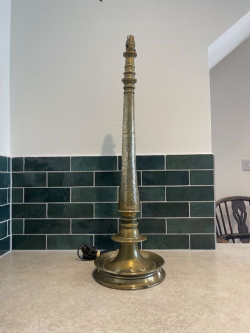 TALL INDIAN BRASS LAMP