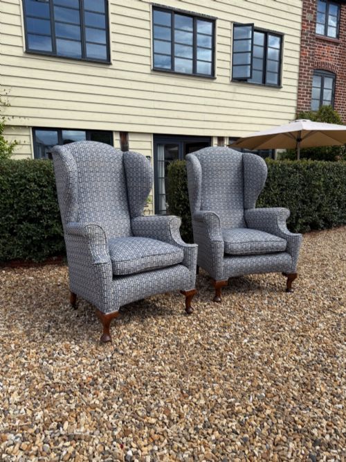 Pair of Large Wing Armchairs