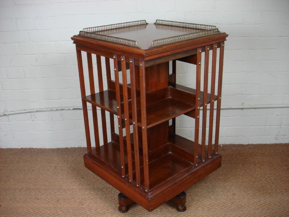 Victorian walnut revolving bookcase