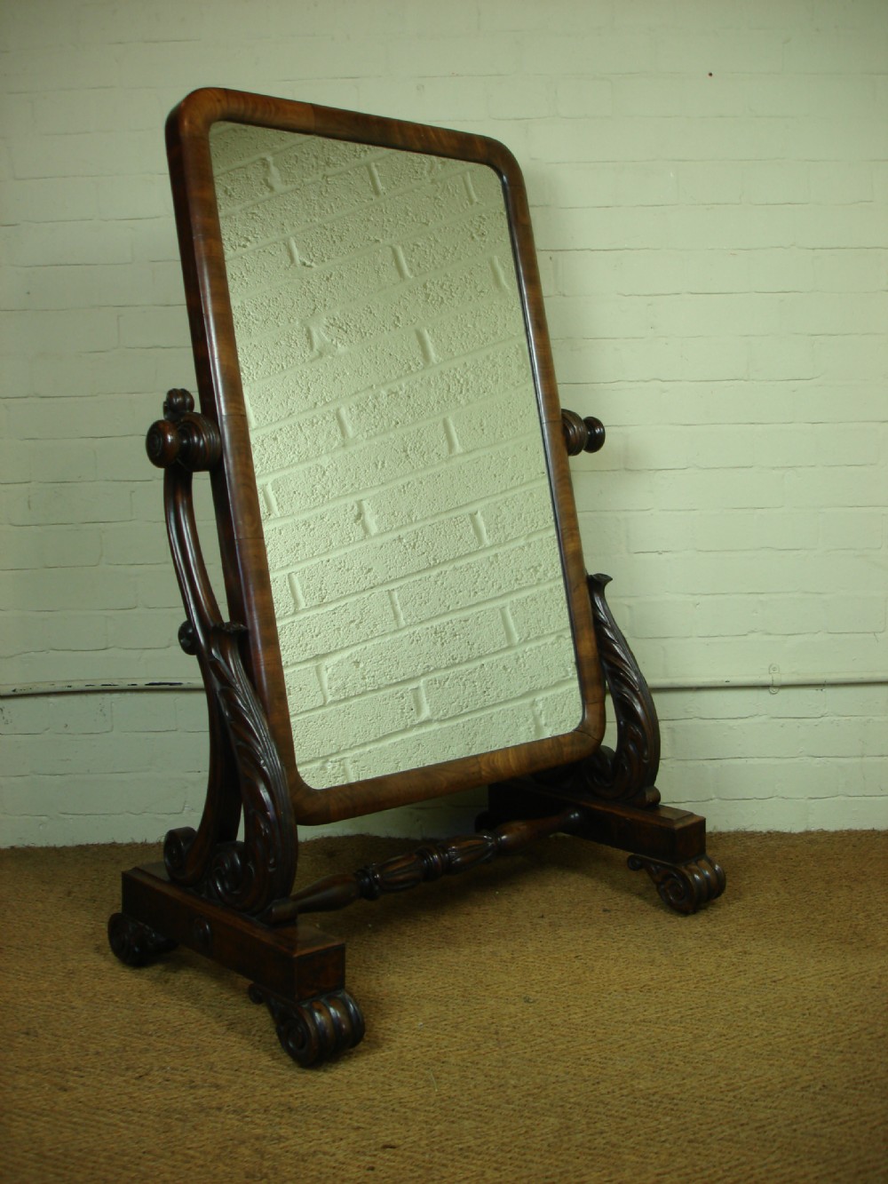 William IV mahogany cheval mirror