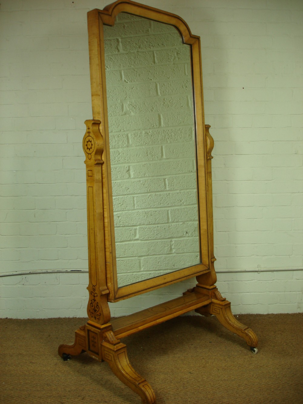William IV satin birch cheval mirror