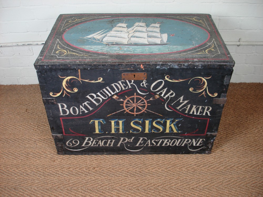 Nineteenth century decorated pine trunk