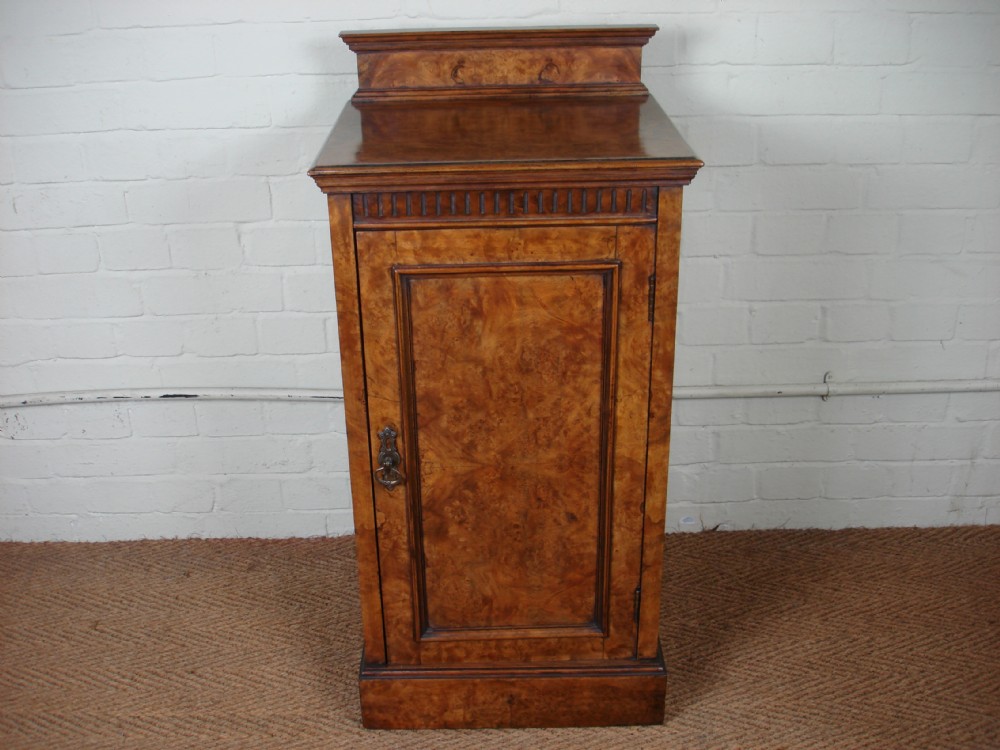 Edwardian burr walnut bedside cupboard
