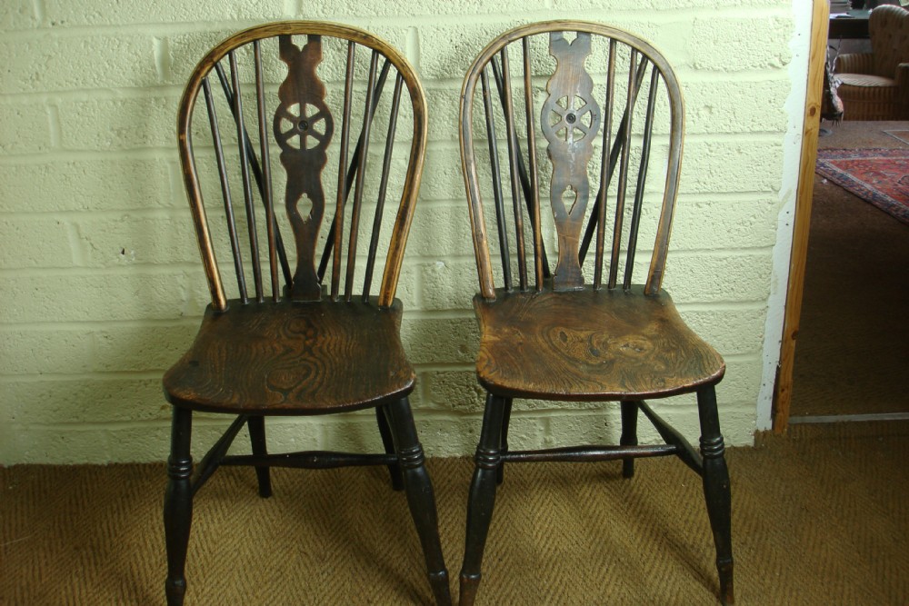 Pair of wheelback chairs