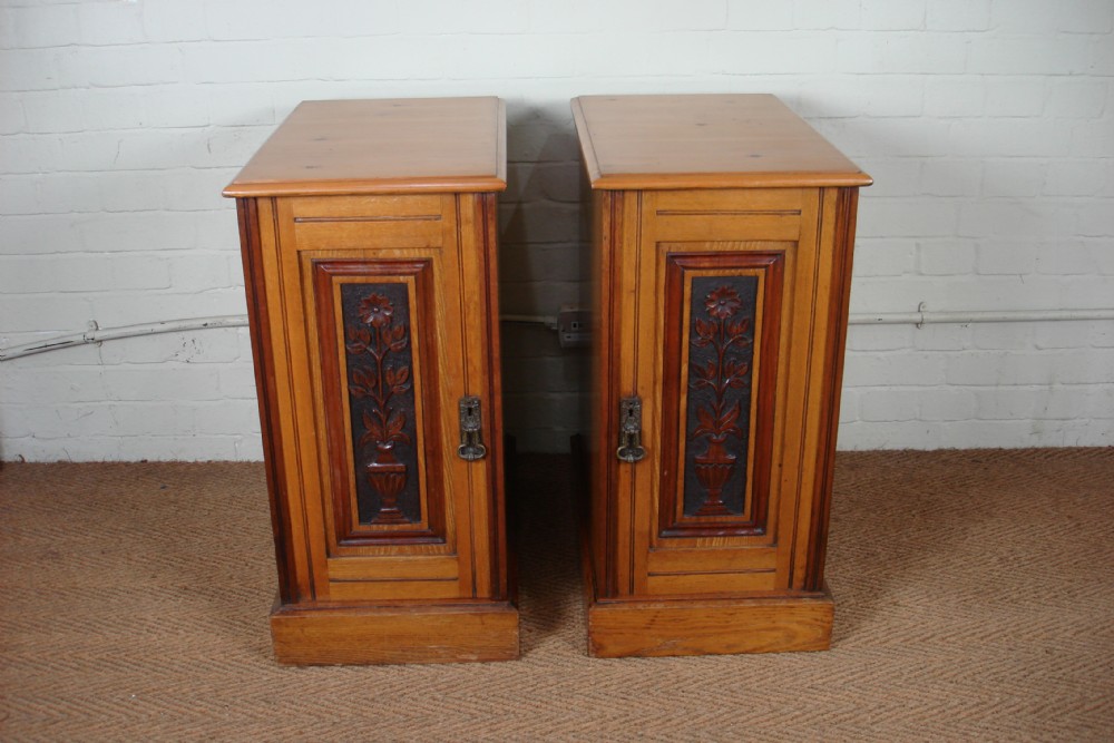 Pair of ash bedside cupboards