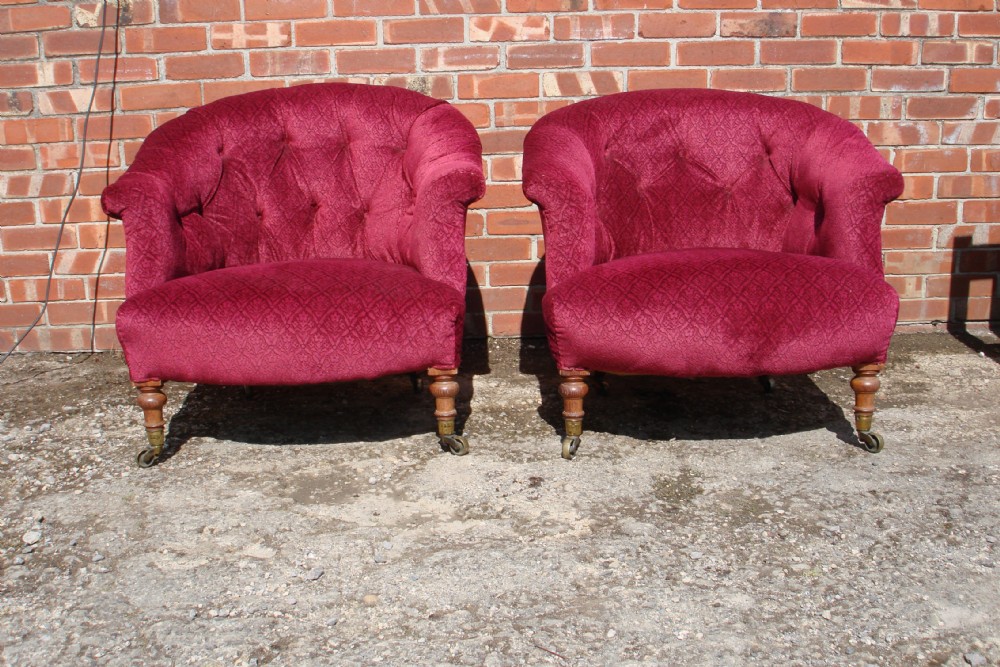 Pair of quality Victorian tub armchairs