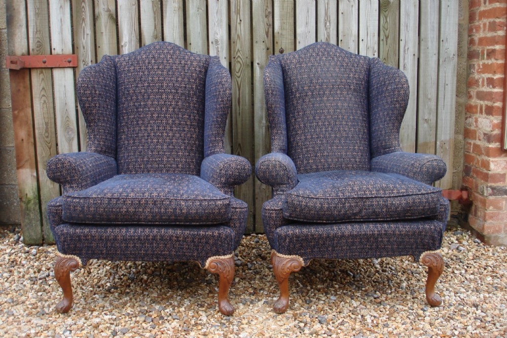 Pair of wing armchairs