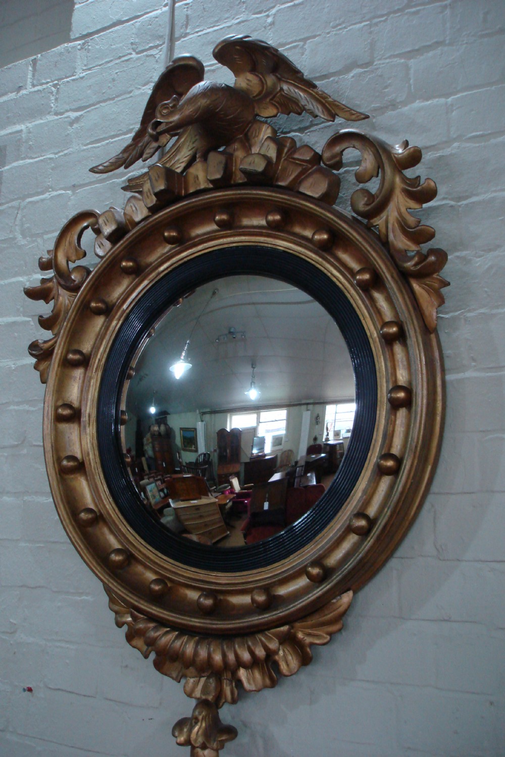 Giltwood convex mirror
