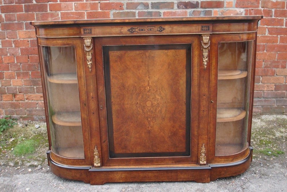 Victorian figured walnut credenza