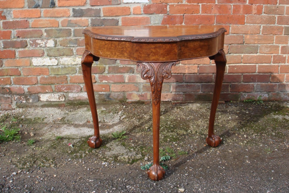 Figured walnut console table