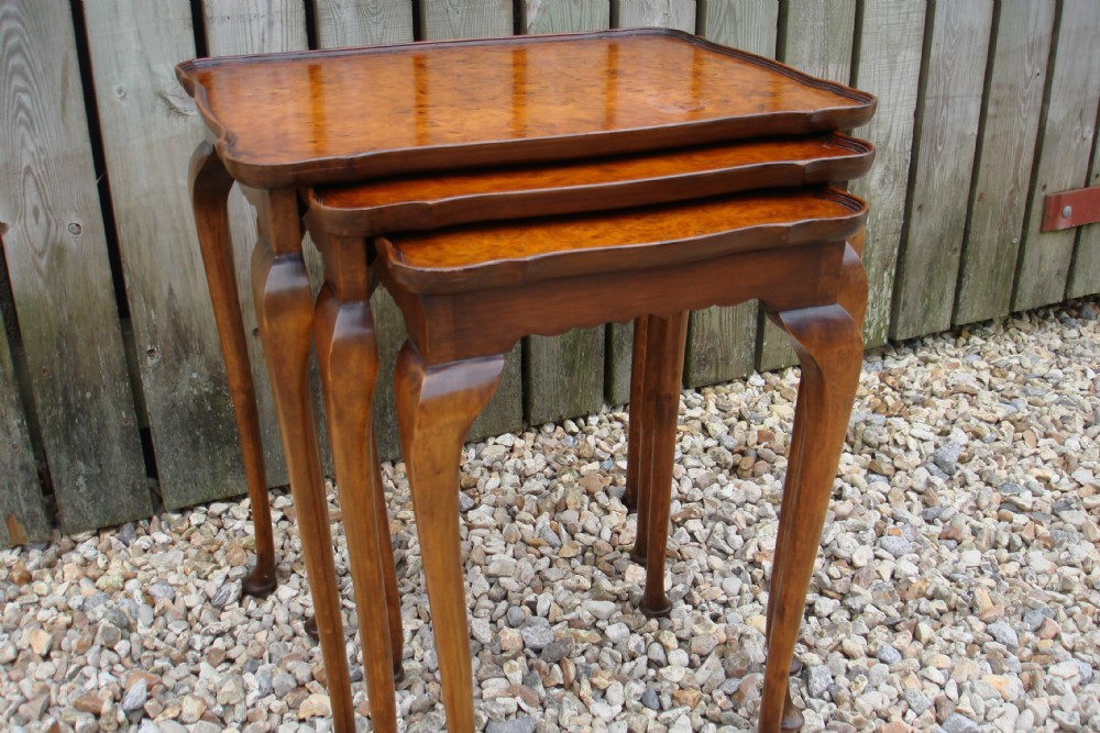 Nest of burr walnut tables