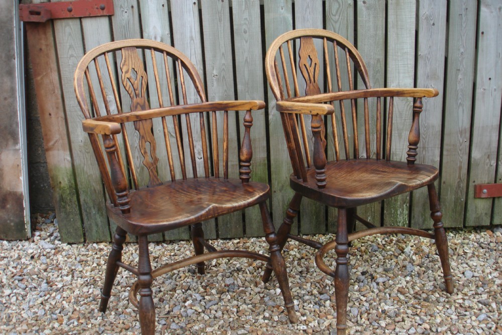 Pair of low back Windsor armchairs