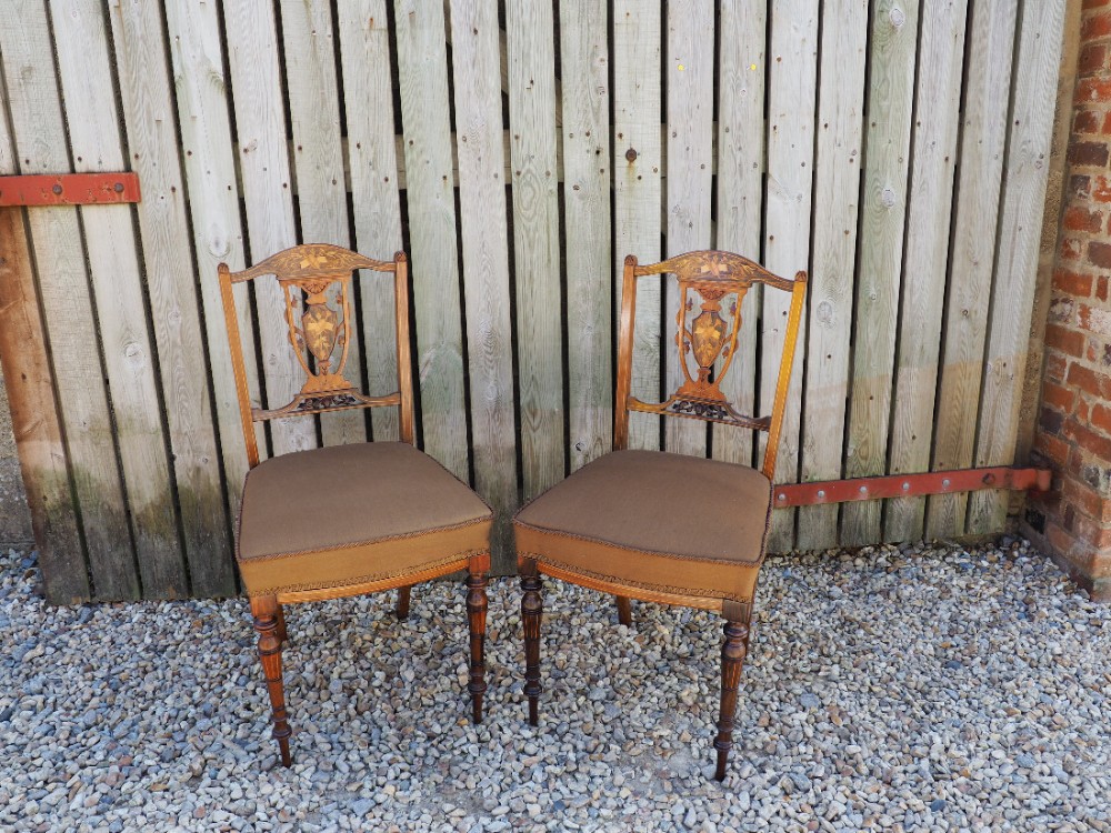 Pair of inlaid rosewood chairs