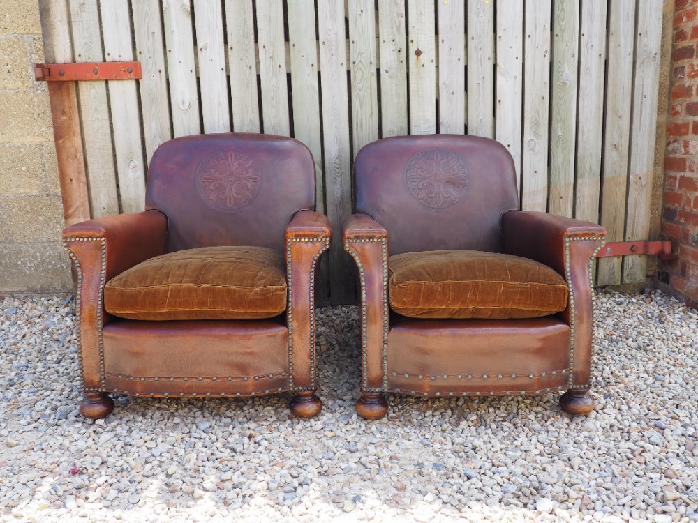 Pair of leather armchairs