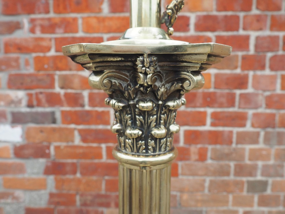 Brass corinthian column standard lamp