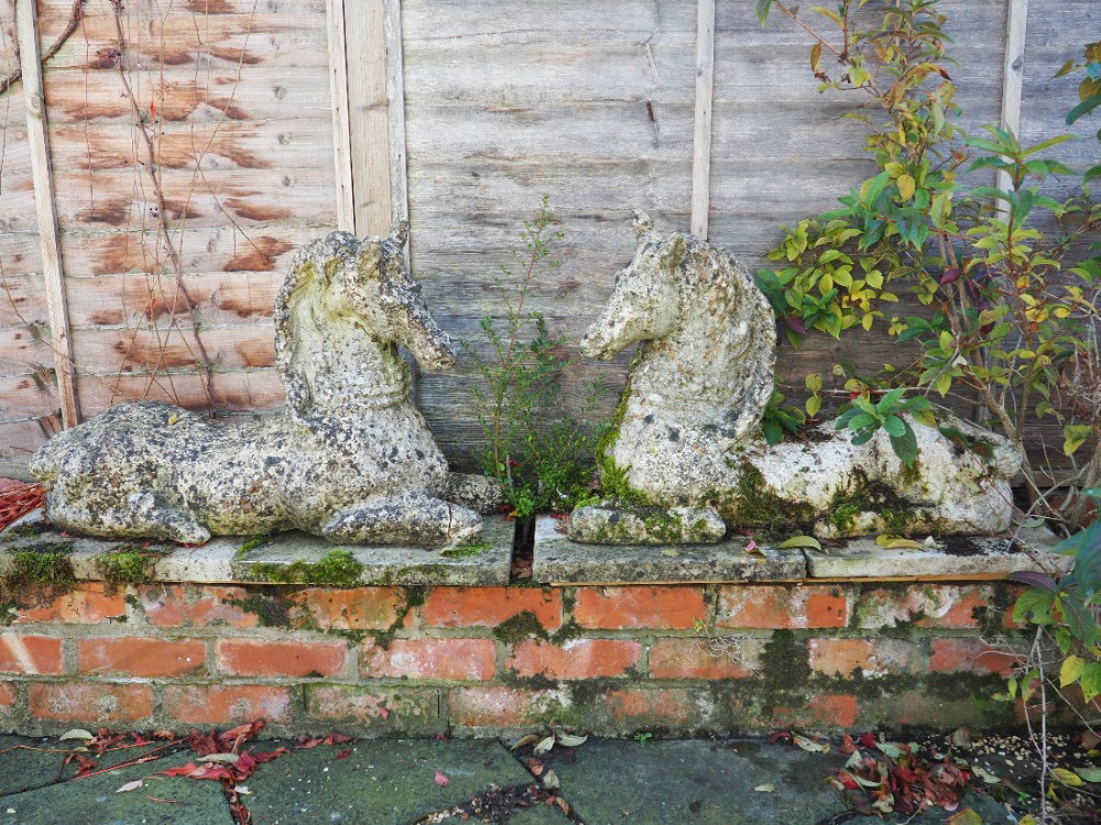 Pair of antique statuary horses
