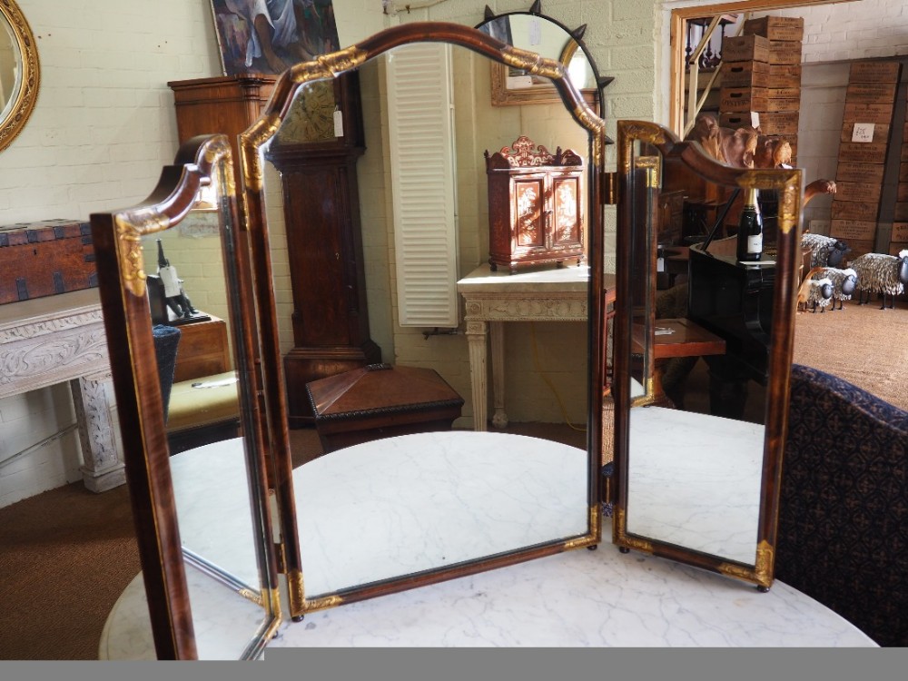 Walnut triptych mirror