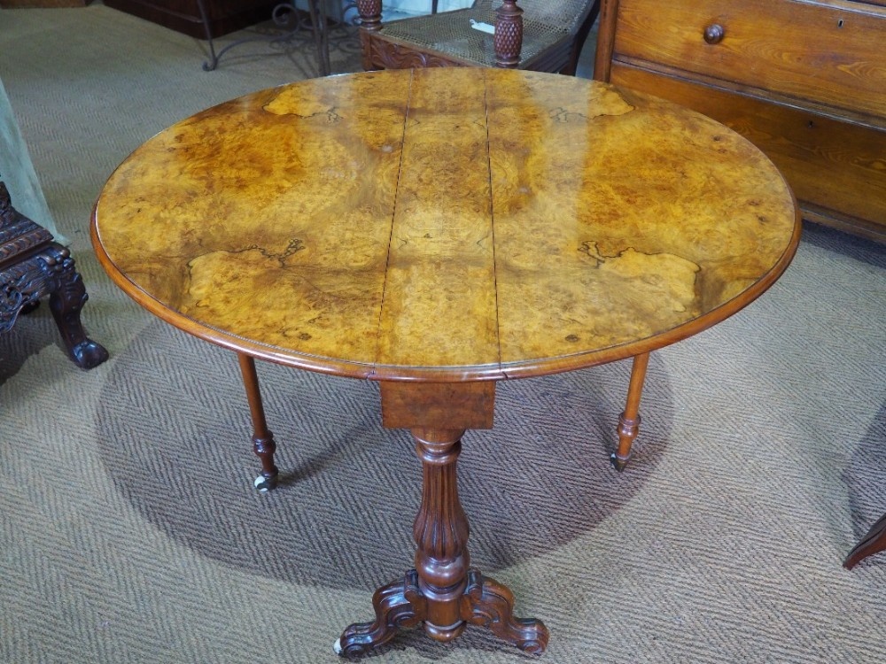 Victorian burr walnut sutherland table