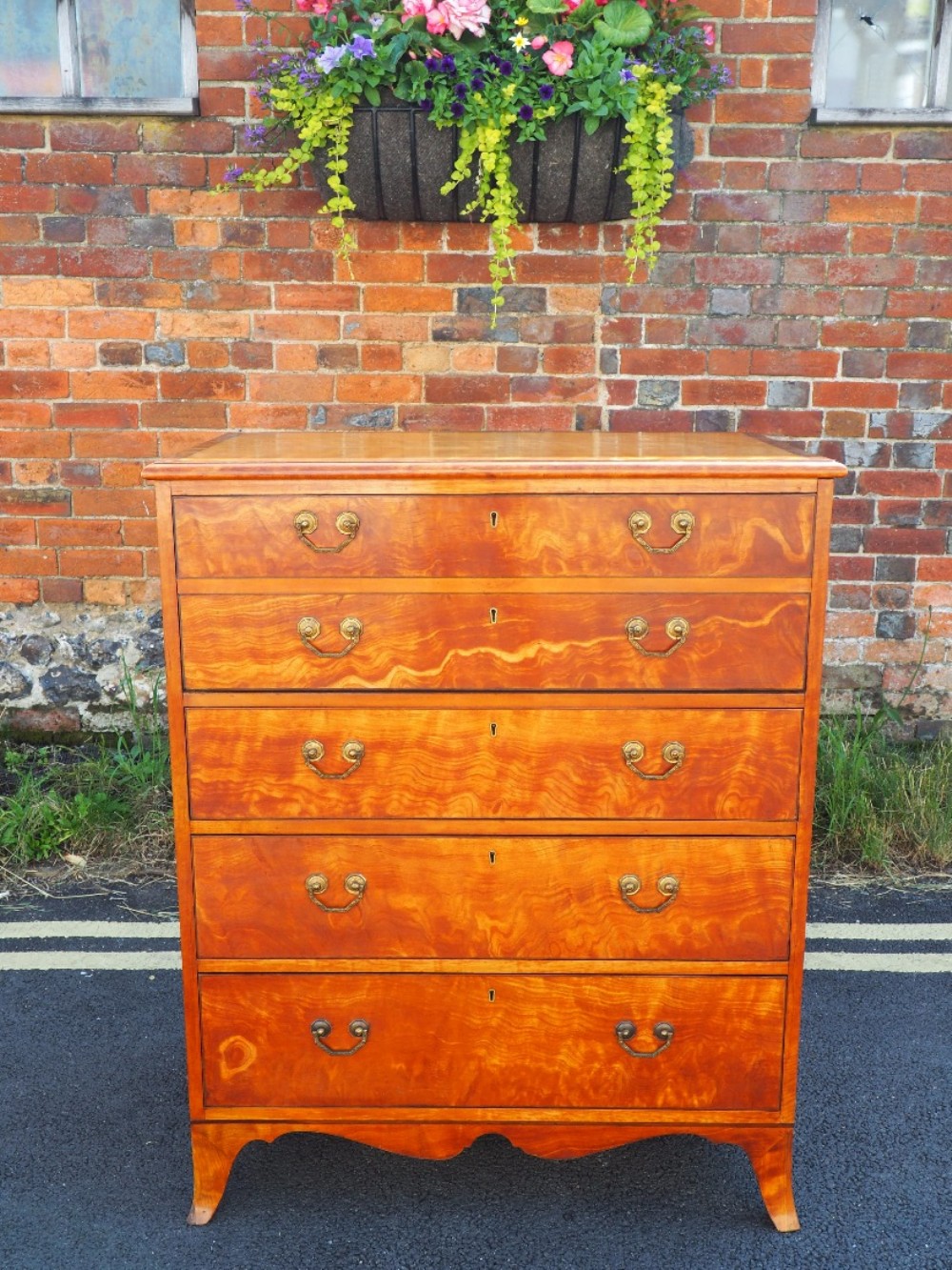 Georgian satinwood secretaire chest